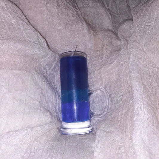 Blue shot glass candle 2