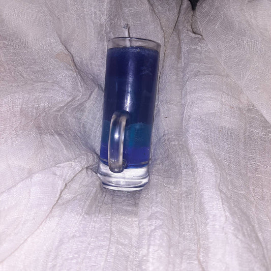 Blue shot glass candle 1