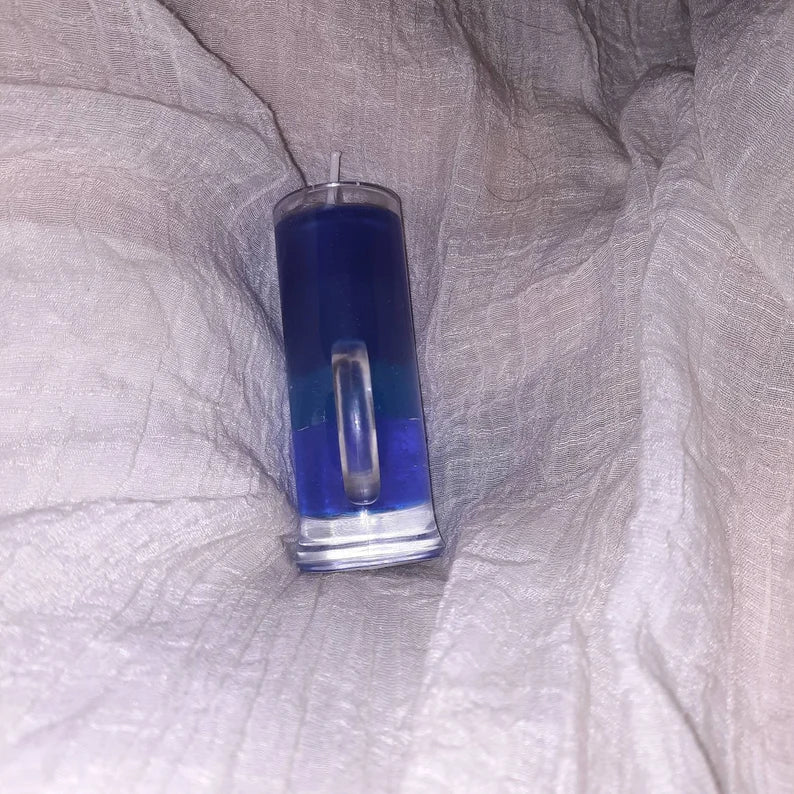 Blue shot glass candle 2