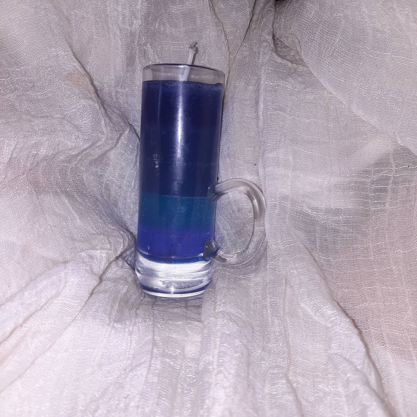 Blue shot glass candle 1