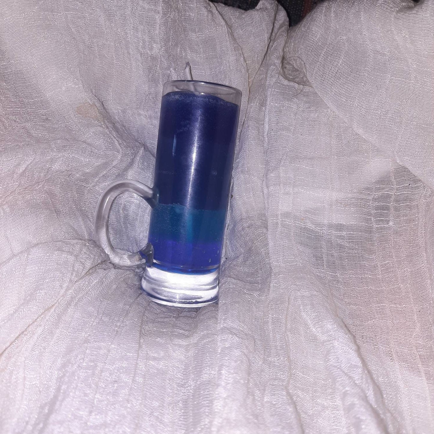 Blue shot glass candle 1