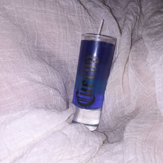 Cuervo Blue shot glass candle